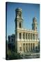 View of the Facade of the Church of Saint-Sulpice, Built Between 1646-1780-null-Stretched Canvas