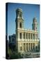 View of the Facade of the Church of Saint-Sulpice, Built Between 1646-1780-null-Stretched Canvas