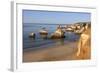 View of the Fine Sandy Beach Bathed by the Blue Ocean at Dawn, Praia Do Alemao, Portimao-Roberto Moiola-Framed Photographic Print