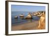 View of the Fine Sandy Beach Bathed by the Blue Ocean at Dawn, Praia Do Alemao, Portimao-Roberto Moiola-Framed Photographic Print