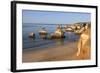 View of the Fine Sandy Beach Bathed by the Blue Ocean at Dawn, Praia Do Alemao, Portimao-Roberto Moiola-Framed Photographic Print