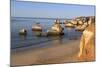 View of the Fine Sandy Beach Bathed by the Blue Ocean at Dawn, Praia Do Alemao, Portimao-Roberto Moiola-Mounted Photographic Print