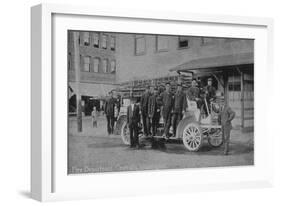 View of the Fire Department, Fire Fighters and Fire Truck - Centralia, WA-Lantern Press-Framed Art Print