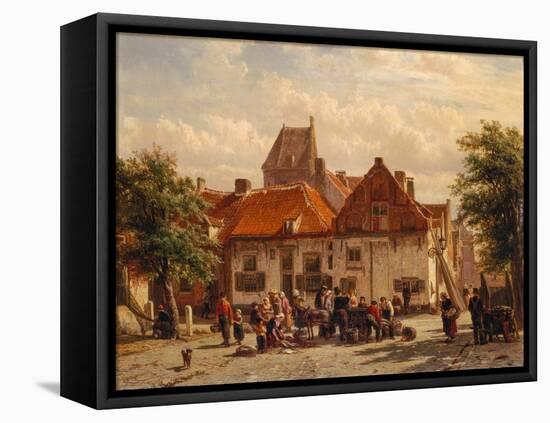 View of the Fish Market, Harderwijck, 1864-Cornelius Springer-Framed Stretched Canvas