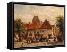 View of the Fish Market, Harderwijck, 1864-Cornelius Springer-Framed Stretched Canvas