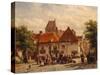 View of the Fish Market, Harderwijck, 1864-Cornelius Springer-Stretched Canvas