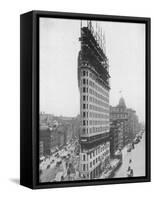 View of the Flatiron Building under Construction in New York City-null-Framed Stretched Canvas