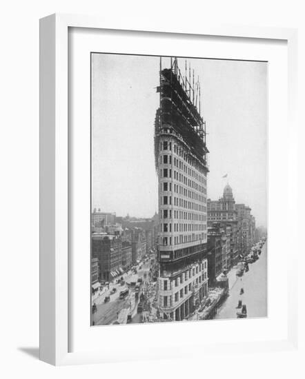 View of the Flatiron Building under Construction in New York City-null-Framed Photographic Print