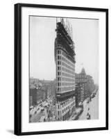 View of the Flatiron Building under Construction in New York City-null-Framed Photographic Print