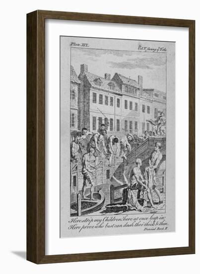View of the Fleet Ditch with Bathers, City of London, 1750-Charles Grignion-Framed Giclee Print