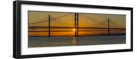 View of the Forth Road Bridge and Queensferry Crossing over the Firth of Forth at sunset-Frank Fell-Framed Photographic Print