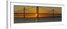 View of the Forth Road Bridge and Queensferry Crossing over the Firth of Forth at sunset-Frank Fell-Framed Photographic Print