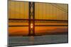 View of the Forth Road Bridge and Queensferry Crossing over the Firth of Forth at sunset-Frank Fell-Mounted Photographic Print