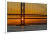 View of the Forth Road Bridge and Queensferry Crossing over the Firth of Forth at sunset-Frank Fell-Framed Photographic Print