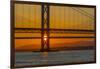 View of the Forth Road Bridge and Queensferry Crossing over the Firth of Forth at sunset-Frank Fell-Framed Photographic Print