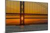 View of the Forth Road Bridge and Queensferry Crossing over the Firth of Forth at sunset-Frank Fell-Mounted Photographic Print