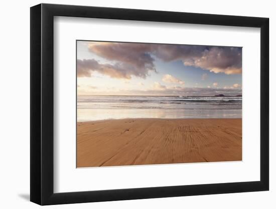 View of the Framara Beach to the Island La Graciosa at Sundown, Lanzarote, Canary Islands, Spain-Markus Lange-Framed Photographic Print