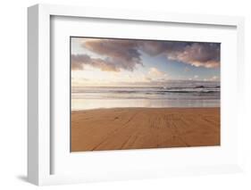 View of the Framara Beach to the Island La Graciosa at Sundown, Lanzarote, Canary Islands, Spain-Markus Lange-Framed Photographic Print