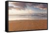 View of the Framara Beach to the Island La Graciosa at Sundown, Lanzarote, Canary Islands, Spain-Markus Lange-Framed Stretched Canvas