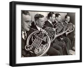 View of the French Horn Section of the New York Philharmonic-Margaret Bourke-White-Framed Photographic Print