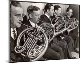 View of the French Horn Section of the New York Philharmonic-Margaret Bourke-White-Mounted Photographic Print