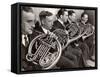 View of the French Horn Section of the New York Philharmonic-Margaret Bourke-White-Framed Stretched Canvas