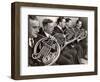 View of the French Horn Section of the New York Philharmonic-Margaret Bourke-White-Framed Photographic Print