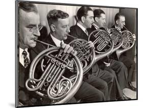 View of the French Horn Section of the New York Philharmonic-Margaret Bourke-White-Mounted Photographic Print