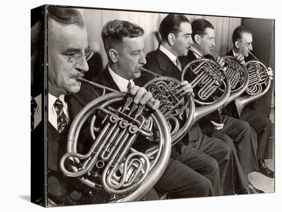 View of the French Horn Section of the New York Philharmonic-Margaret Bourke-White-Stretched Canvas