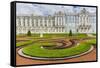 View of the French-Style Formal Gardens at the Catherine Palace, Tsarskoe Selo, St. Petersburg-Michael Nolan-Framed Stretched Canvas