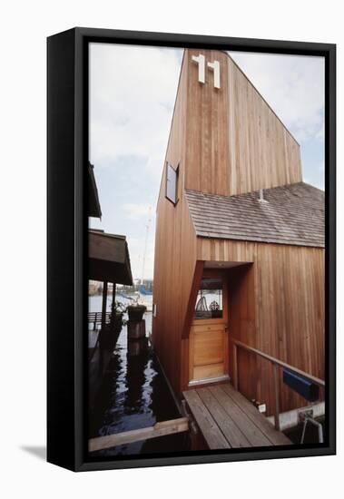 View of the Front Door and Facade of a Wooden Floating Home in Portage Bay, Seattle, Wa, 1971-Michael Rougier-Framed Stretched Canvas