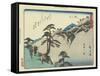 View of the Fudesaka Mountain in Sakanoshita, 1837-1844-Utagawa Hiroshige-Framed Stretched Canvas