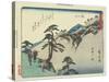 View of the Fudesaka Mountain in Sakanoshita, 1837-1844-Utagawa Hiroshige-Stretched Canvas