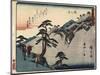 View of the Fudesute Mountain in Sakanoshita, 1837-1844-Utagawa Hiroshige-Mounted Giclee Print