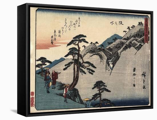 View of the Fudesute Mountain in Sakanoshita, 1837-1844-Utagawa Hiroshige-Framed Stretched Canvas