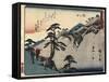 View of the Fudesute Mountain in Sakanoshita, 1837-1844-Utagawa Hiroshige-Framed Stretched Canvas