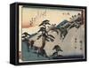 View of the Fudesute Mountain in Sakanoshita, 1837-1844-Utagawa Hiroshige-Framed Stretched Canvas