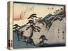 View of the Fudesute Mountain in Sakanoshita, 1837-1844-Utagawa Hiroshige-Stretched Canvas