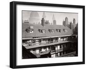 View of the Galleries at the Oxford Arms Inn, Warwick Lane, from the Roof, City of London, 1875-null-Framed Photographic Print