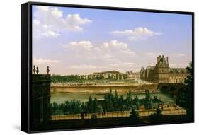 View of the Gardens and Palace of the Tuileries from the Quai D'Orsay, 1813-Etienne Bouhot-Framed Stretched Canvas