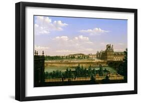 View of the Gardens and Palace of the Tuileries from the Quai D'Orsay, 1813-Etienne Bouhot-Framed Premium Giclee Print