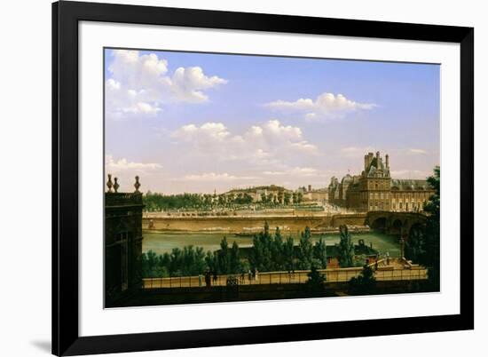 View of the Gardens and Palace of the Tuileries from the Quai D'Orsay, 1813-Etienne Bouhot-Framed Giclee Print