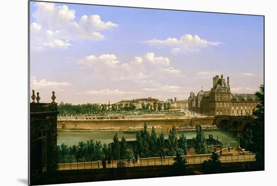 View of the Gardens and Palace of the Tuileries from the Quai D'Orsay, 1813-Etienne Bouhot-Mounted Giclee Print