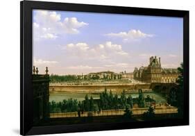 View of the Gardens and Palace of the Tuileries from the Quai D'Orsay, 1813-Etienne Bouhot-Framed Giclee Print