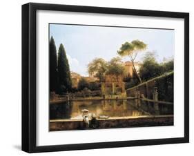 View of the Gardens of Villa D'Este in Tivoli, 1811-Pierre Athanase Chauvin-Framed Giclee Print