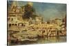 View of the Ghats at Benares, 1873-Edwin Lord Weeks-Stretched Canvas