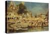 View of the Ghats at Benares, 1873-Edwin Lord Weeks-Stretched Canvas