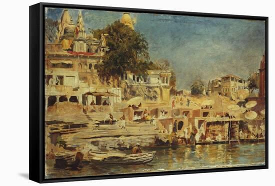 View of the Ghats at Benares, 1873-Edwin Lord Weeks-Framed Stretched Canvas