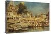 View of the Ghats at Benares, 1873-Edwin Lord Weeks-Stretched Canvas