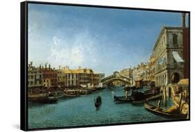 View of the Grand Canal from the Riva Del Vin and Riva Del Carbon-Alessandro Bonvicino Moretto-Framed Stretched Canvas